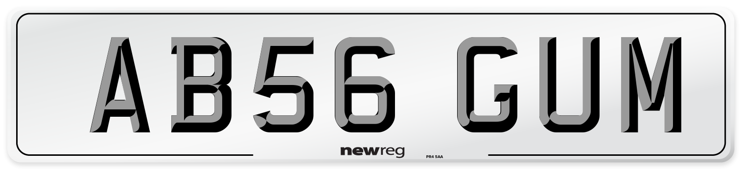 AB56 GUM Number Plate from New Reg